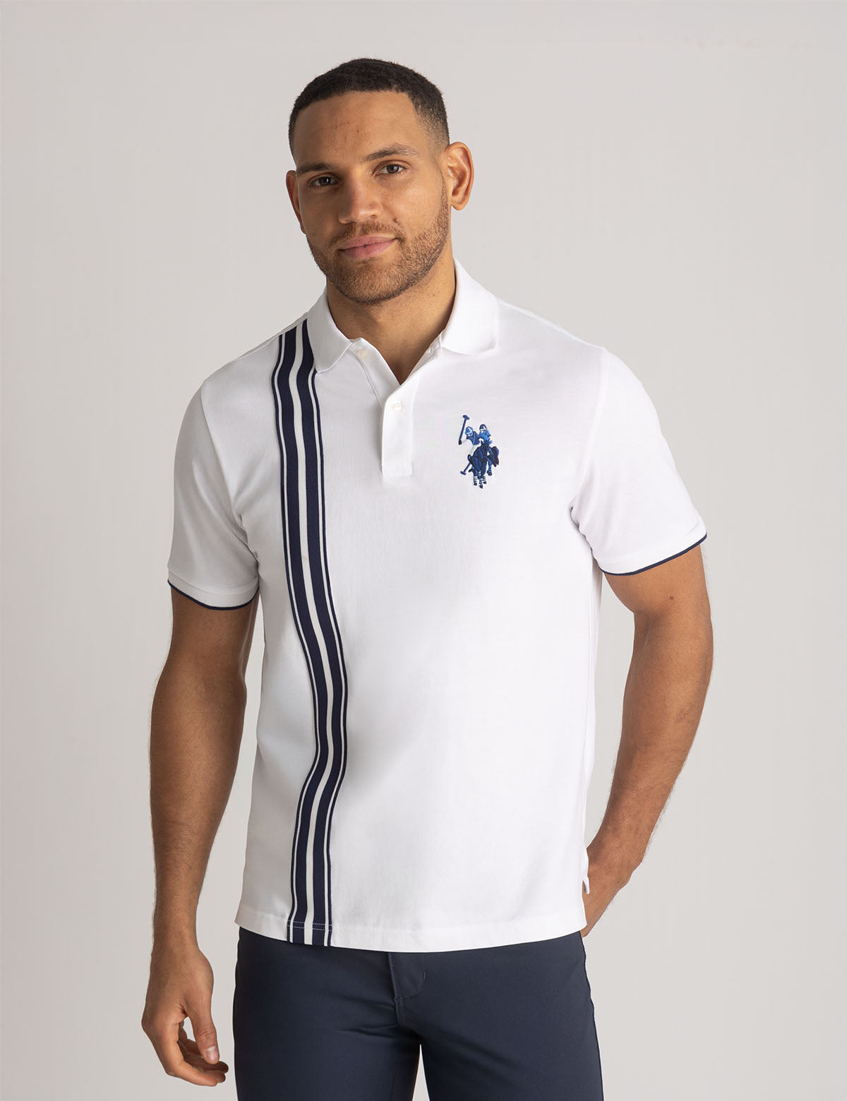 Vertical Tricot Trim Pique Polo Shirt | Classic Fit