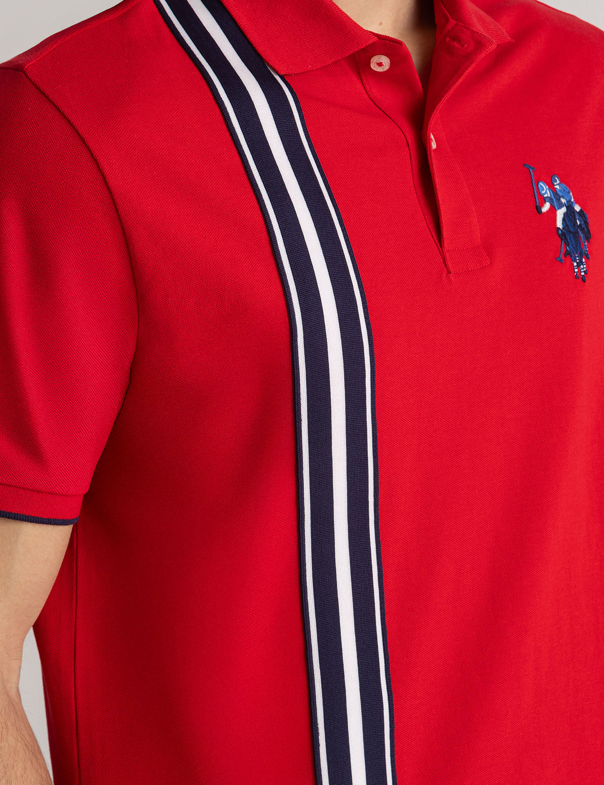 Vertical Tricot Trim Pique Polo Shirt | Classic Fit