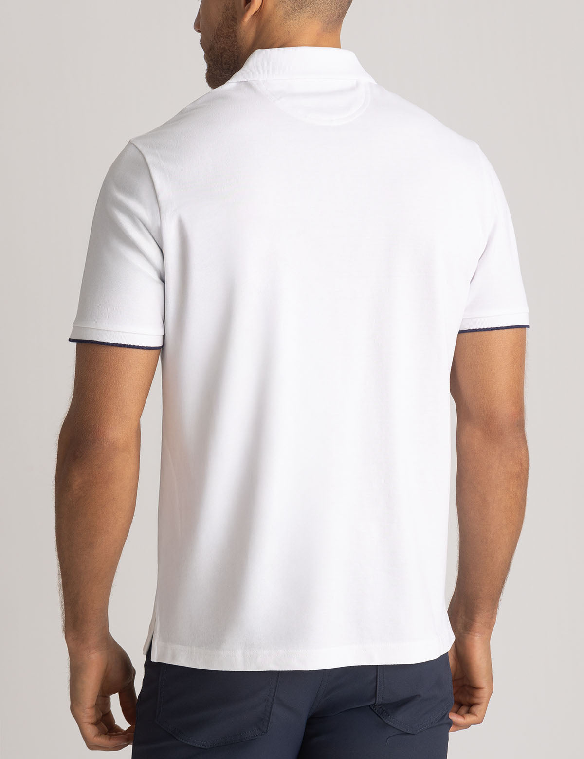 Vertical Tricot Trim Pique Polo Shirt | Classic Fit