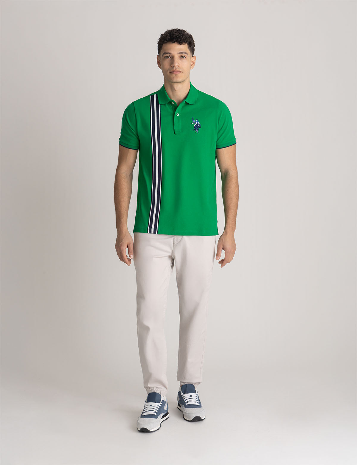 Vertical Tricot Trim Pique Polo Shirt | Classic Fit
