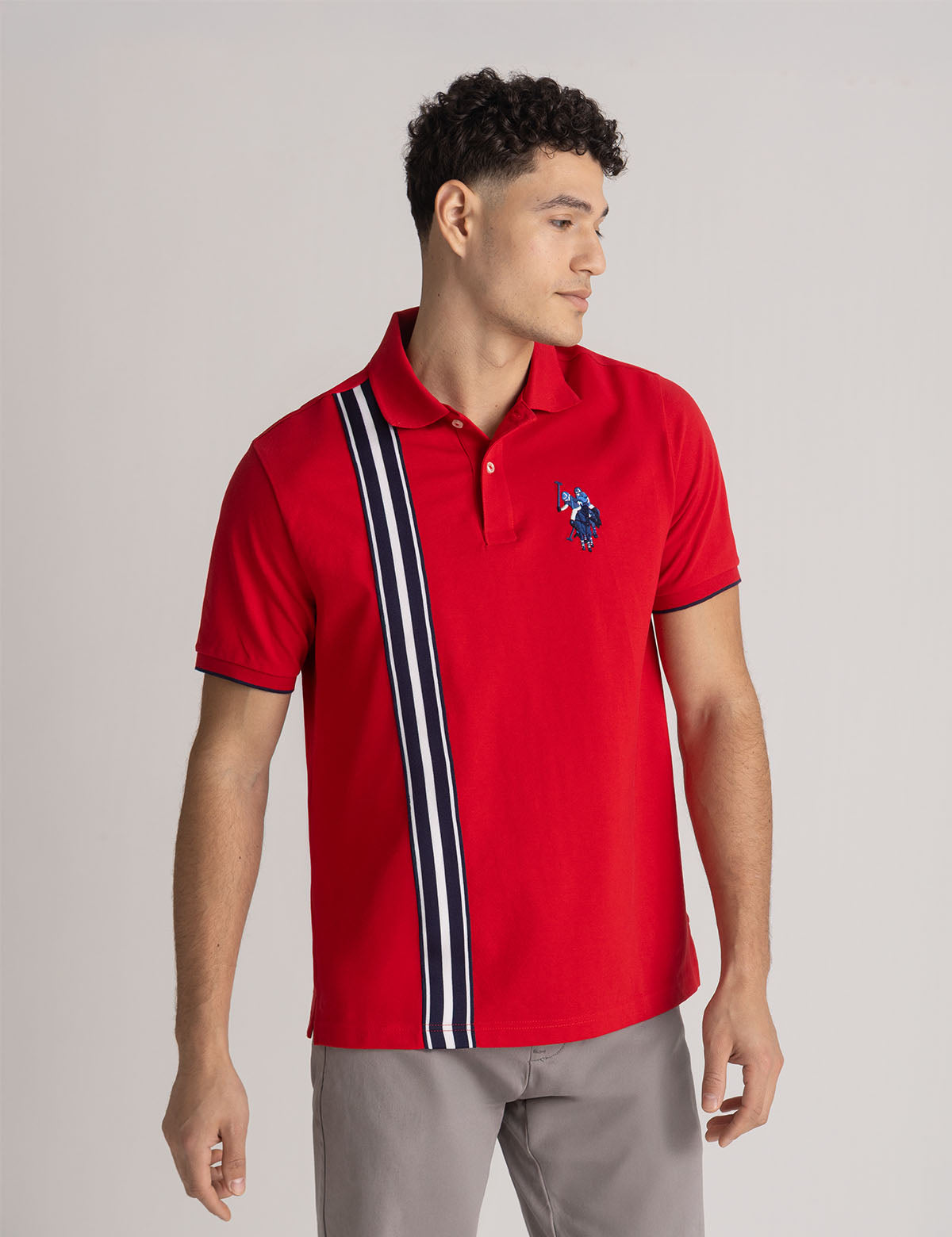 Vertical Tricot Trim Pique Polo Shirt | Classic Fit