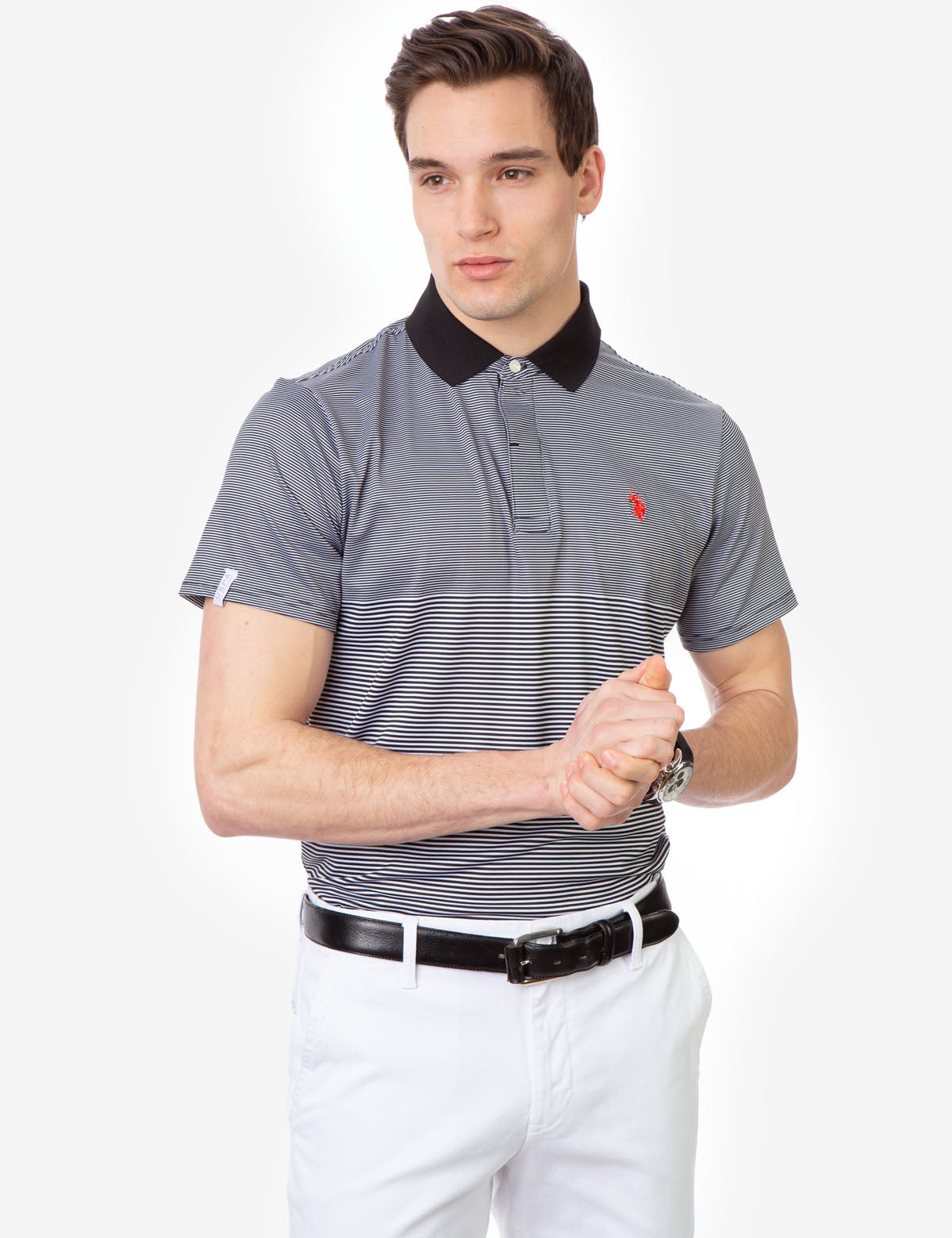 Colorblock Printed Polo Shirt with Contrast Collar | USPA Jersey