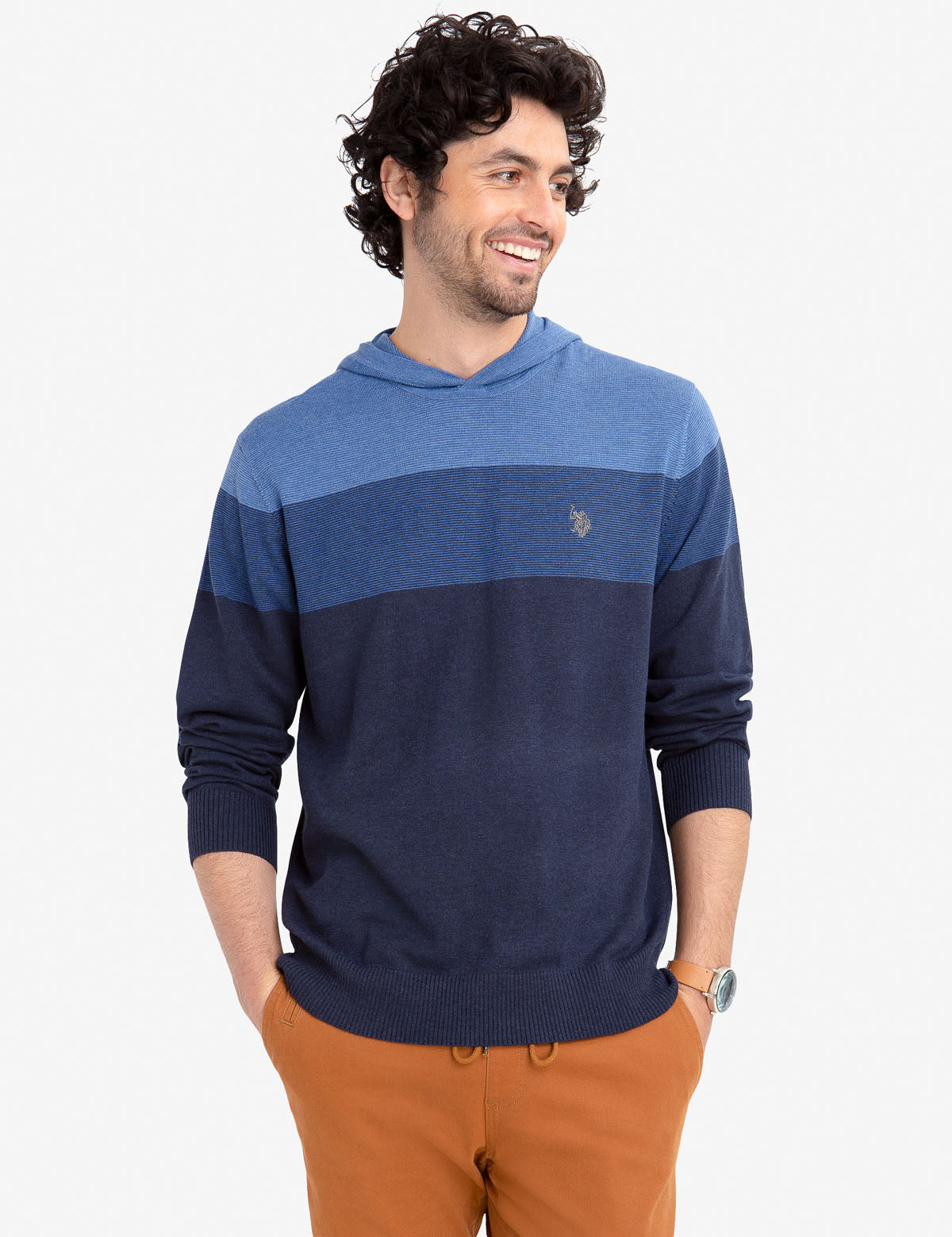 Colorblock Hoodie Pullover with Embroidered Logo | Casual Streetwear