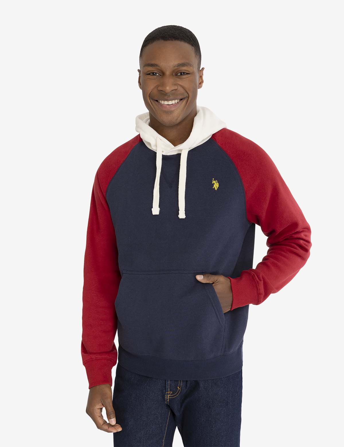 Colorblock Fleece Hoodie with Raglan Sleeves | Pullover Style