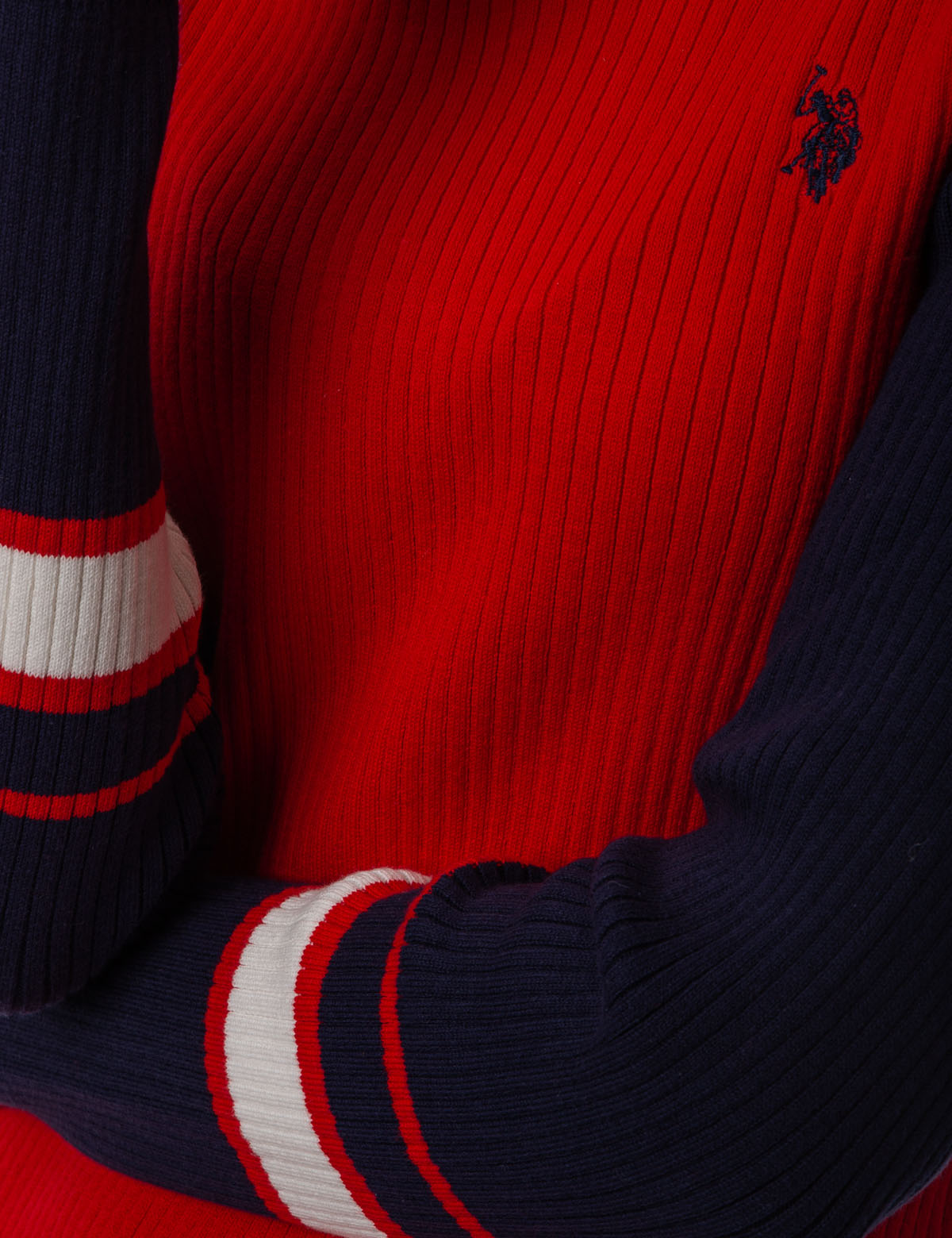 Colorblock Rib Knit Sweater with Contrast Sleeves | Crew Neck Design