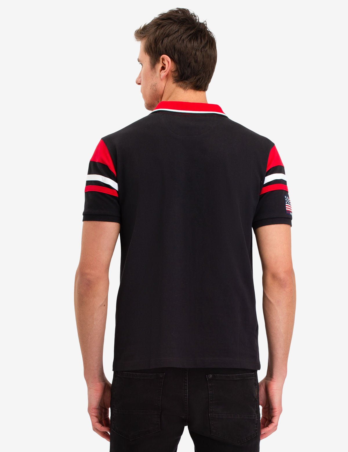 Colorblock Stripe Polo Shirt with Button Placket & Logo | Casual Men's Top