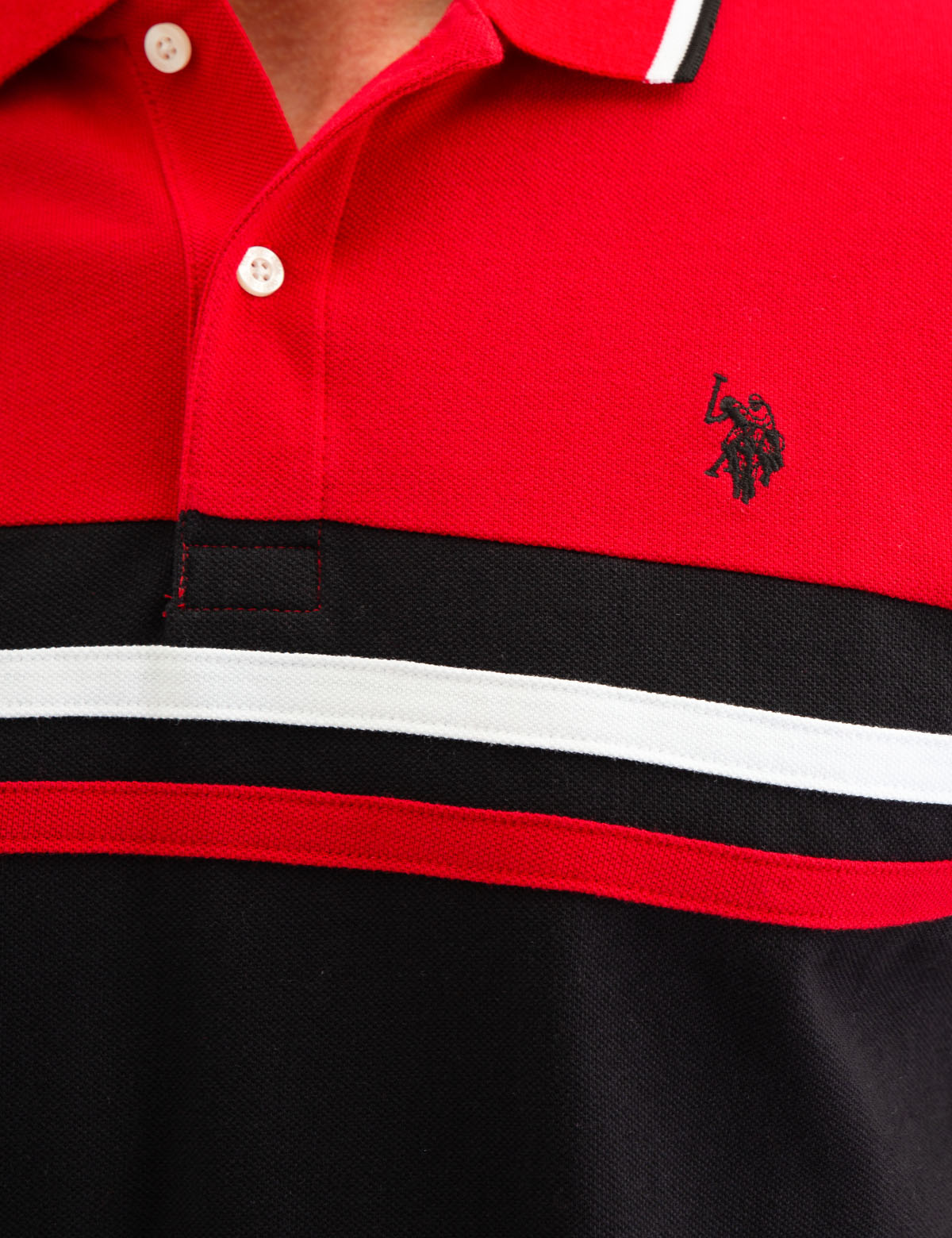 Colorblock Stripe Polo Shirt with Button Placket & Logo | Casual Men's Top