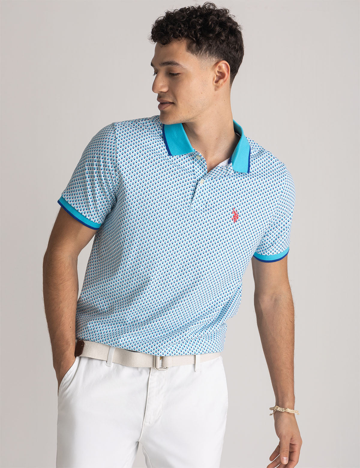 Double Diamond Print Polo Shirt | All Over Pattern