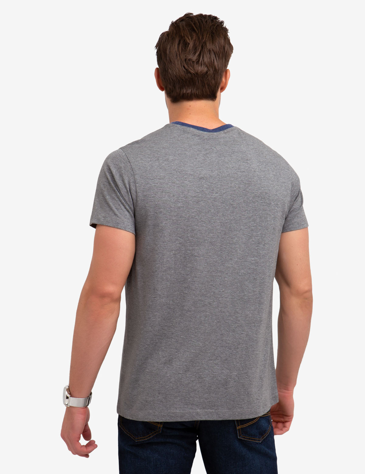 Colorblock Cotton Blend T-Shirt with Embroidered Logo | Crew Neck