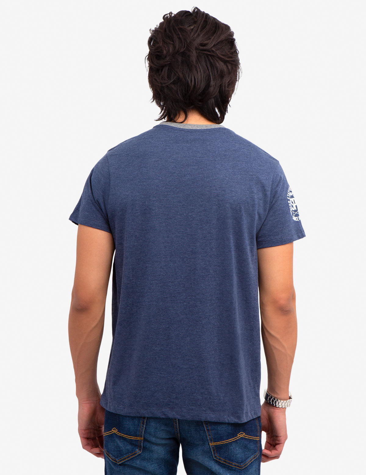 Colorblock Cotton Blend T-Shirt with Embroidered Logo | Crew Neck