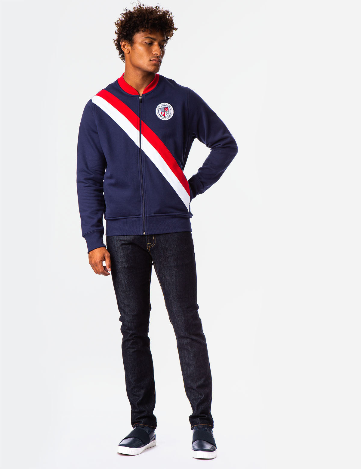 Colorblock Fleece Bomber Jacket with Ribbed Cuffs | USPA