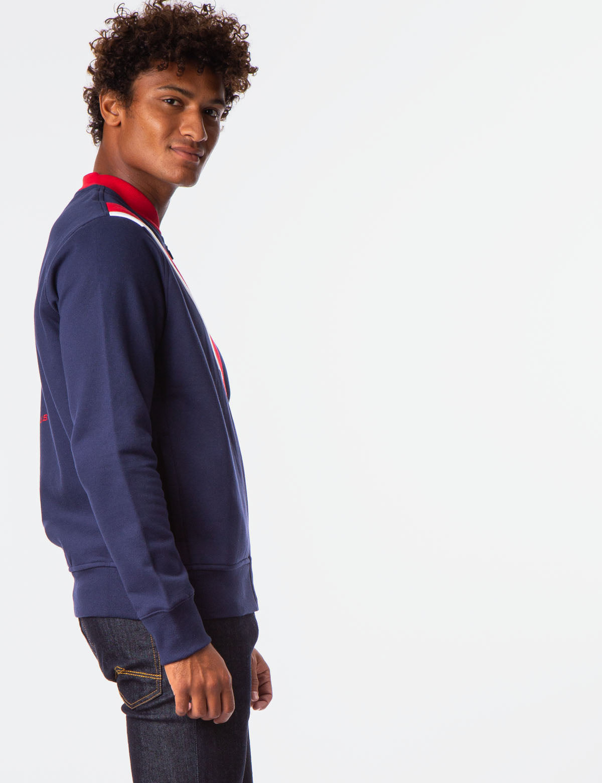 Colorblock Fleece Bomber Jacket with Ribbed Cuffs | USPA