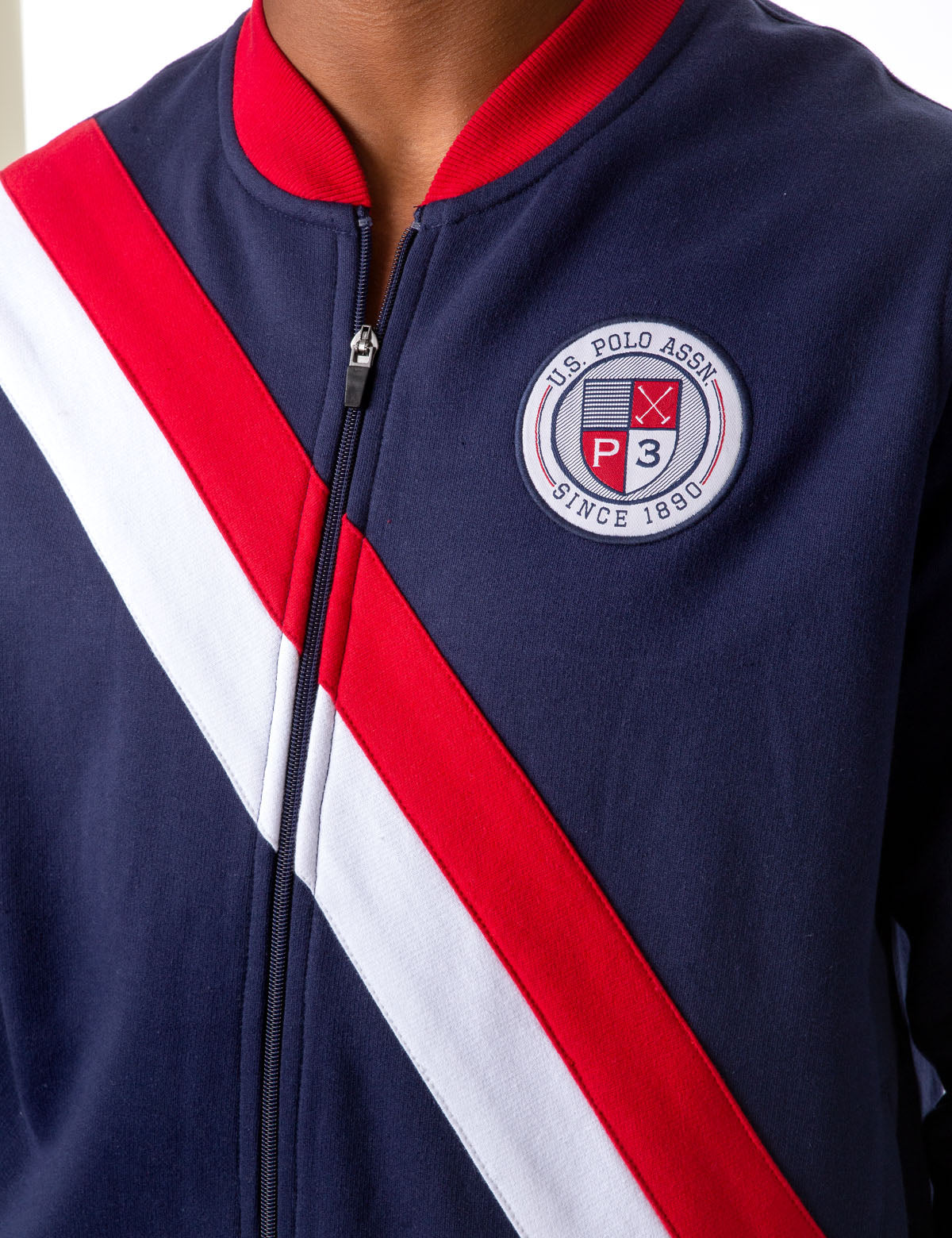 Colorblock Fleece Bomber Jacket with Ribbed Cuffs | USPA