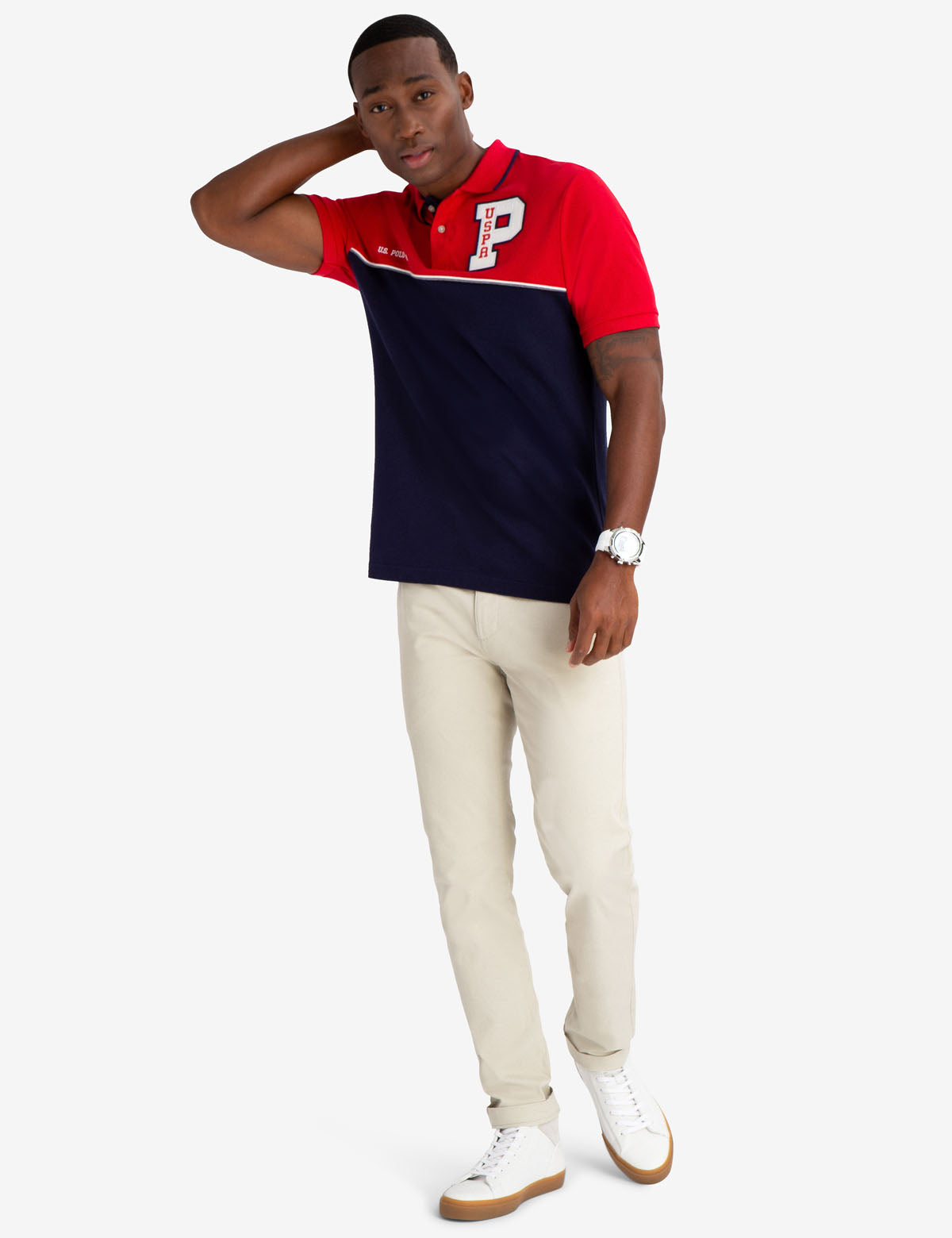 Colorblock Polo Shirt with USPA Patch | 100% Cotton