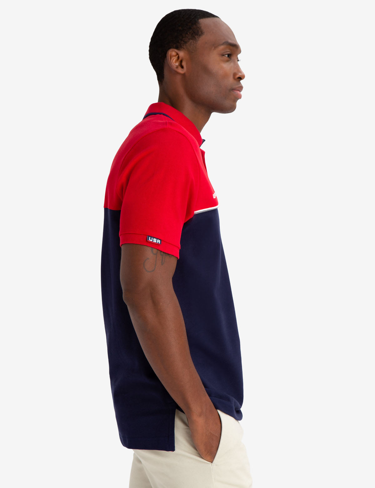 Colorblock Polo Shirt with USPA Patch | 100% Cotton