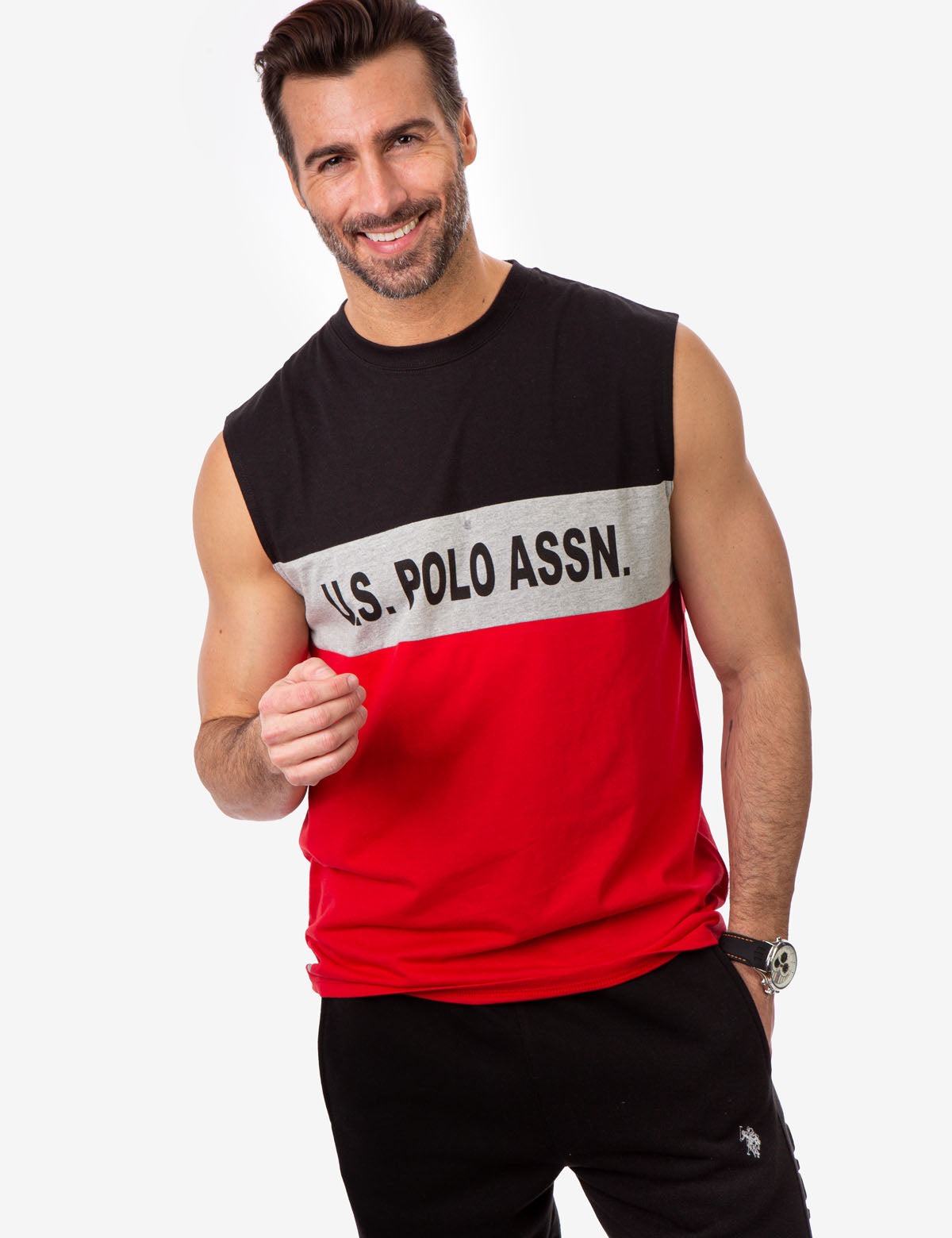 Colorblock Muscle Tank with Wordmark Design | U.S. Polo Assn.