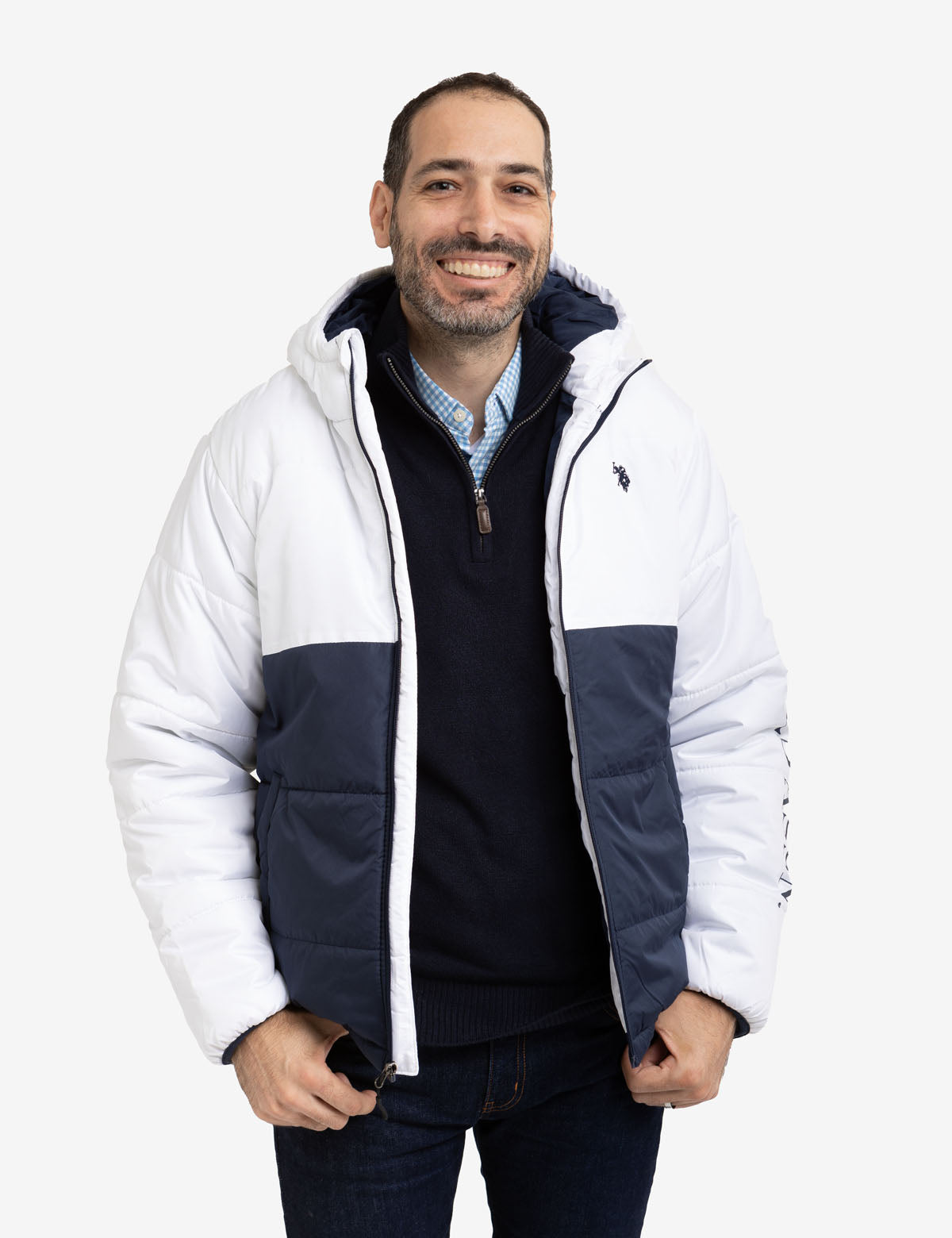 Colorblock Puffer Jacket with Wordmark Design | Winter Outerwear