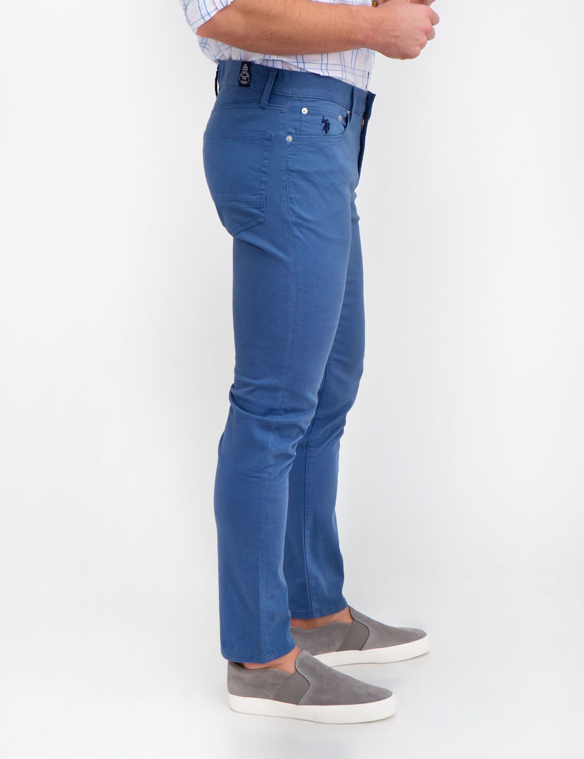 Stretch Twill Slim Pants for Men | Comfort Fit & Button Closure