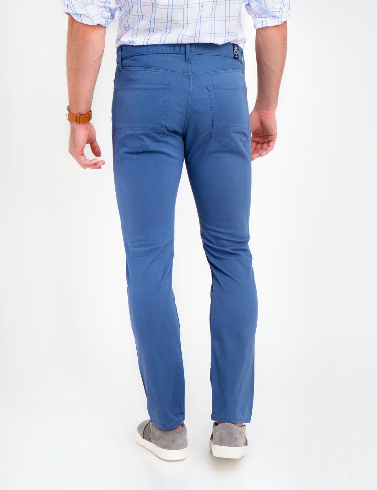 Stretch Twill Slim Pants for Men | Comfort Fit & Button Closure