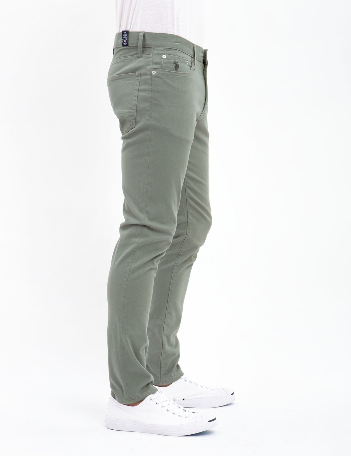 Stretch Twill Slim Pants for Men | Comfort Fit & Button Closure