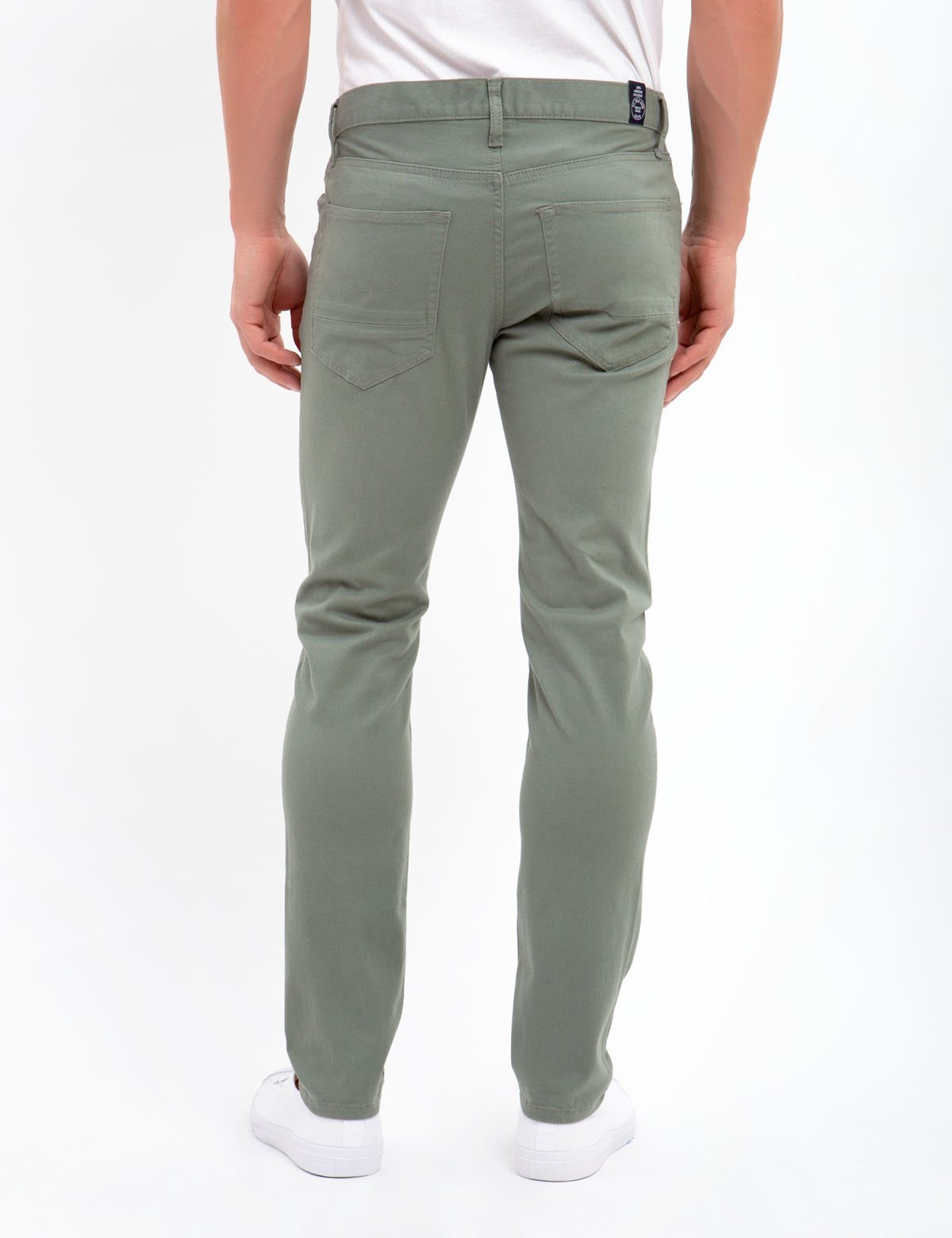Stretch Twill Slim Pants for Men | Comfort Fit & Button Closure