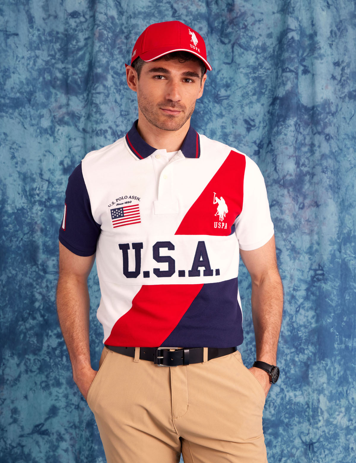 Color Block Pique Polo Shirt | USA Sash