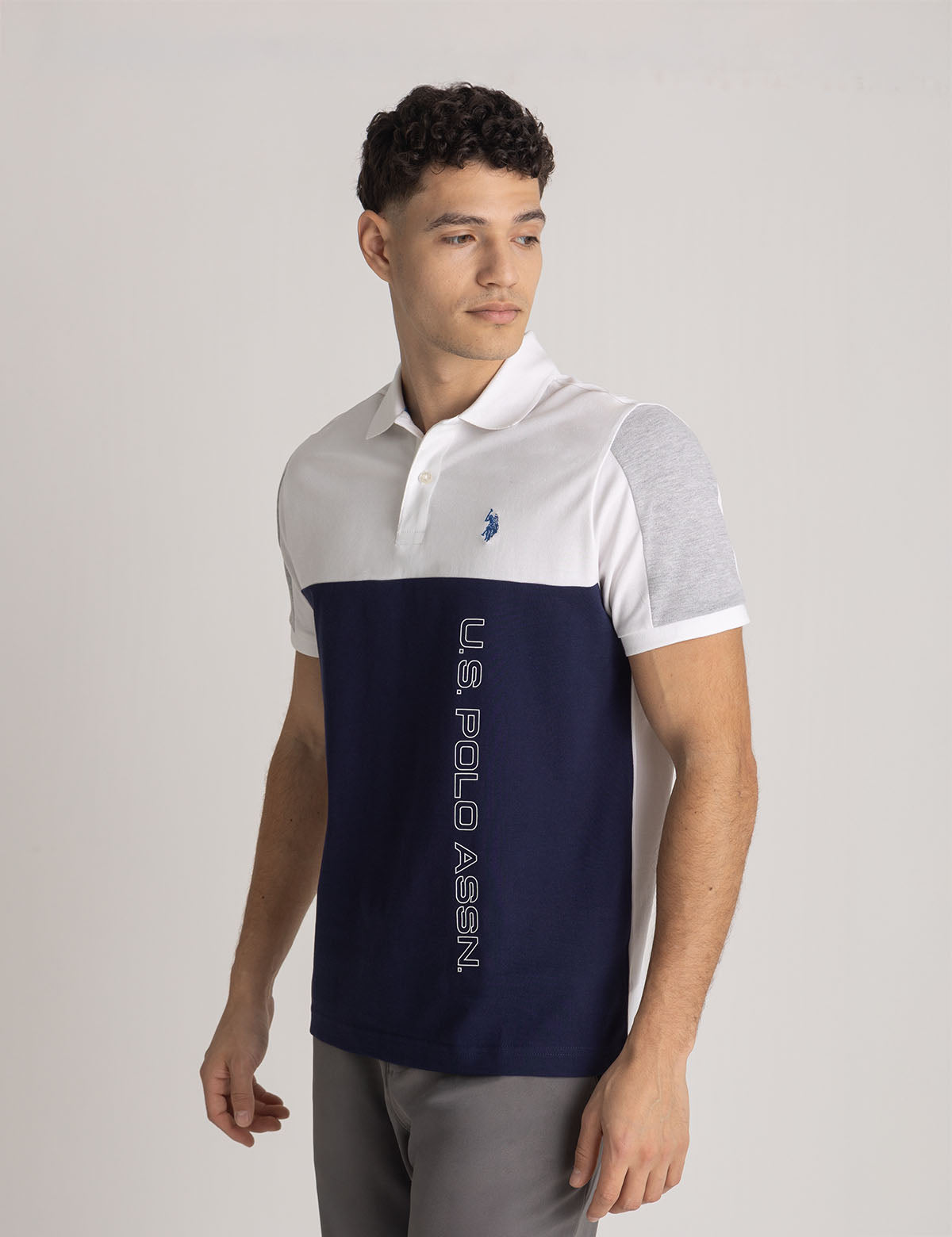 Color Block Polo Shirt with Wordmark Design | Casual Men's Top