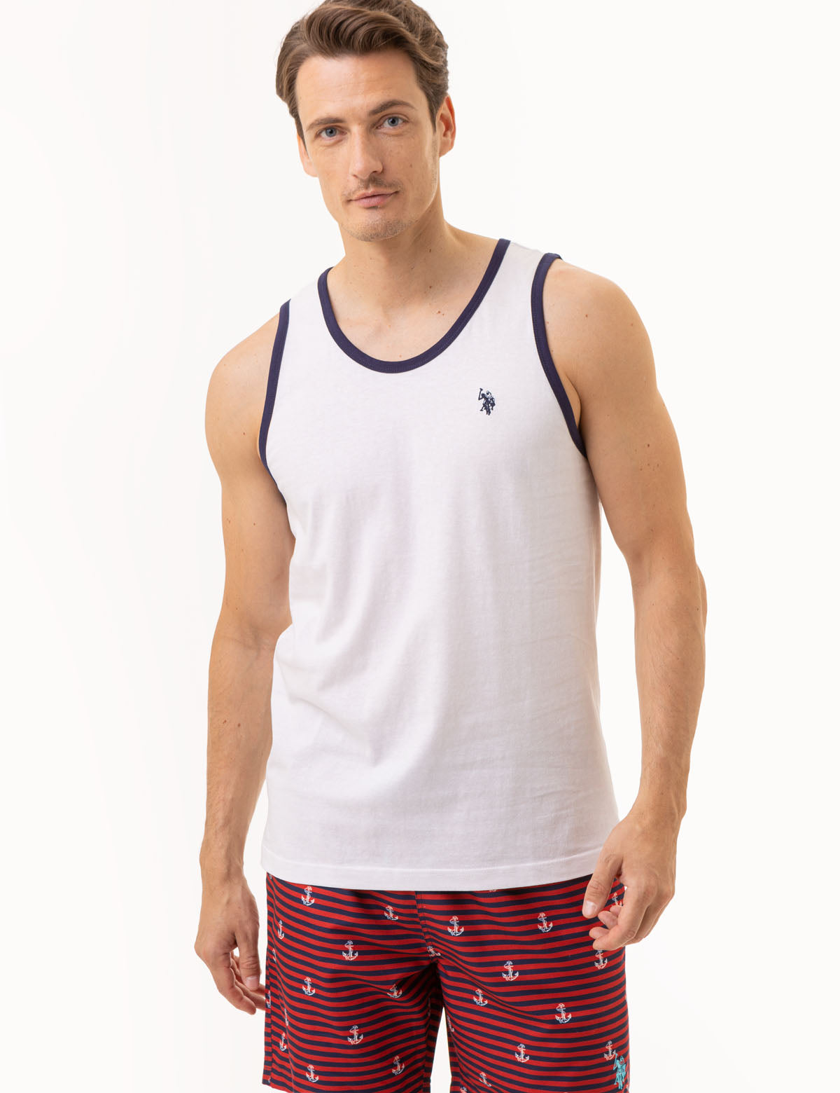 Contrast Trim Jersey Muscle Tank Top for Workouts & Gym | Athletic Fit