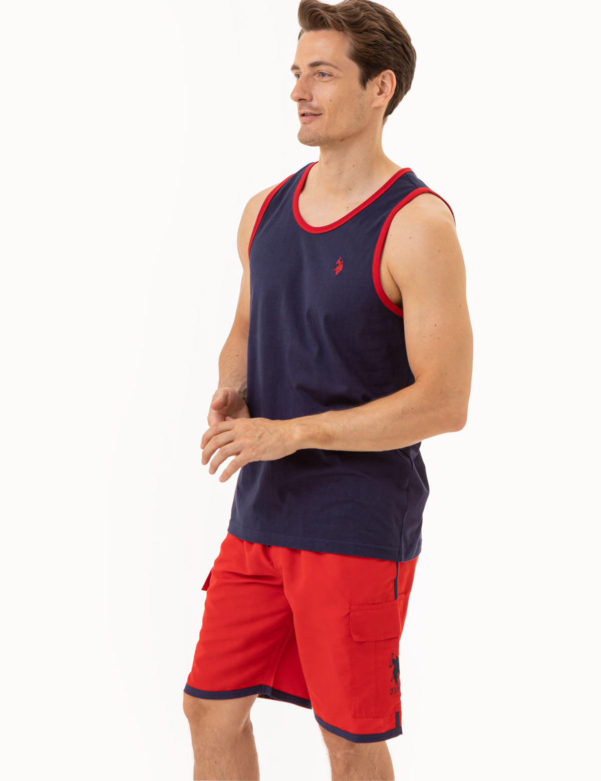 Contrast Trim Jersey Muscle Tank Top for Workouts & Gym | Athletic Fit