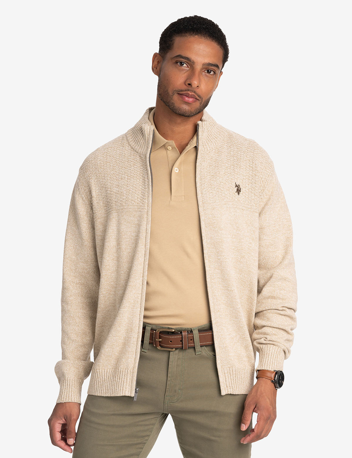 Soft Cotton Marl Full Zip Sweater | Casual Comfort Wear