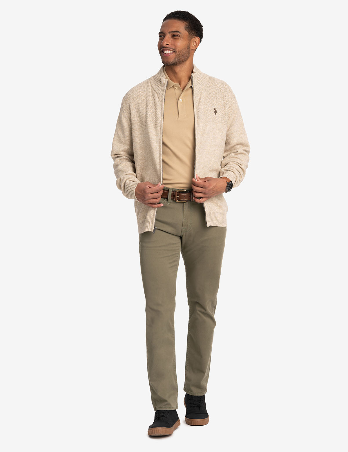 Soft Cotton Marl Full Zip Sweater | Casual Comfort Wear