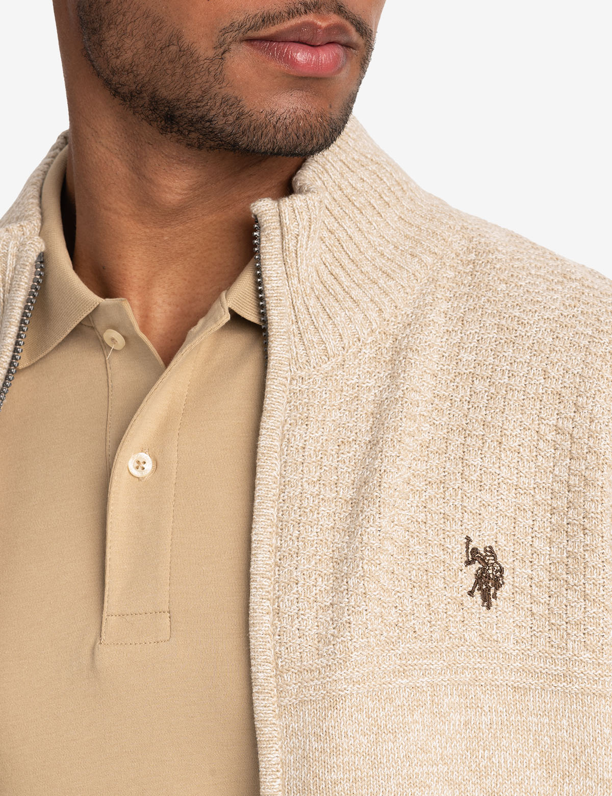 Soft Cotton Marl Full Zip Sweater | Casual Comfort Wear