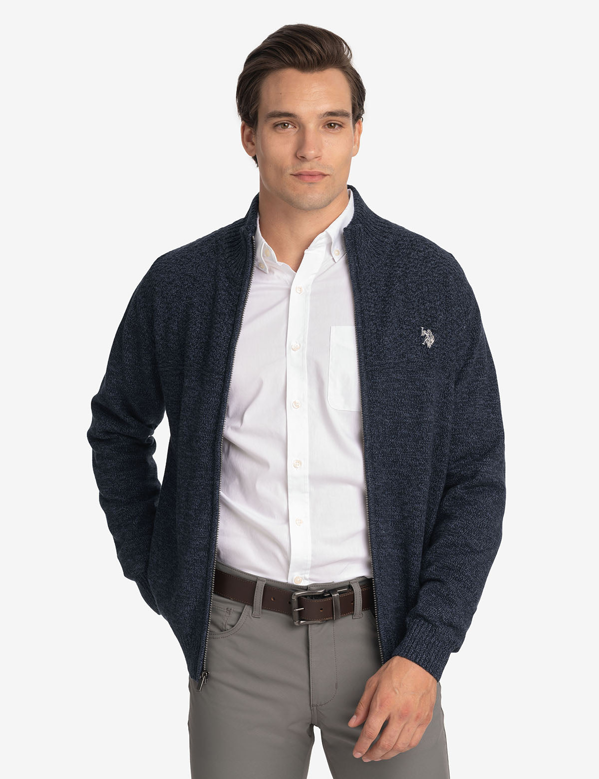 Soft Cotton Marl Full Zip Sweater | Casual Comfort Wear