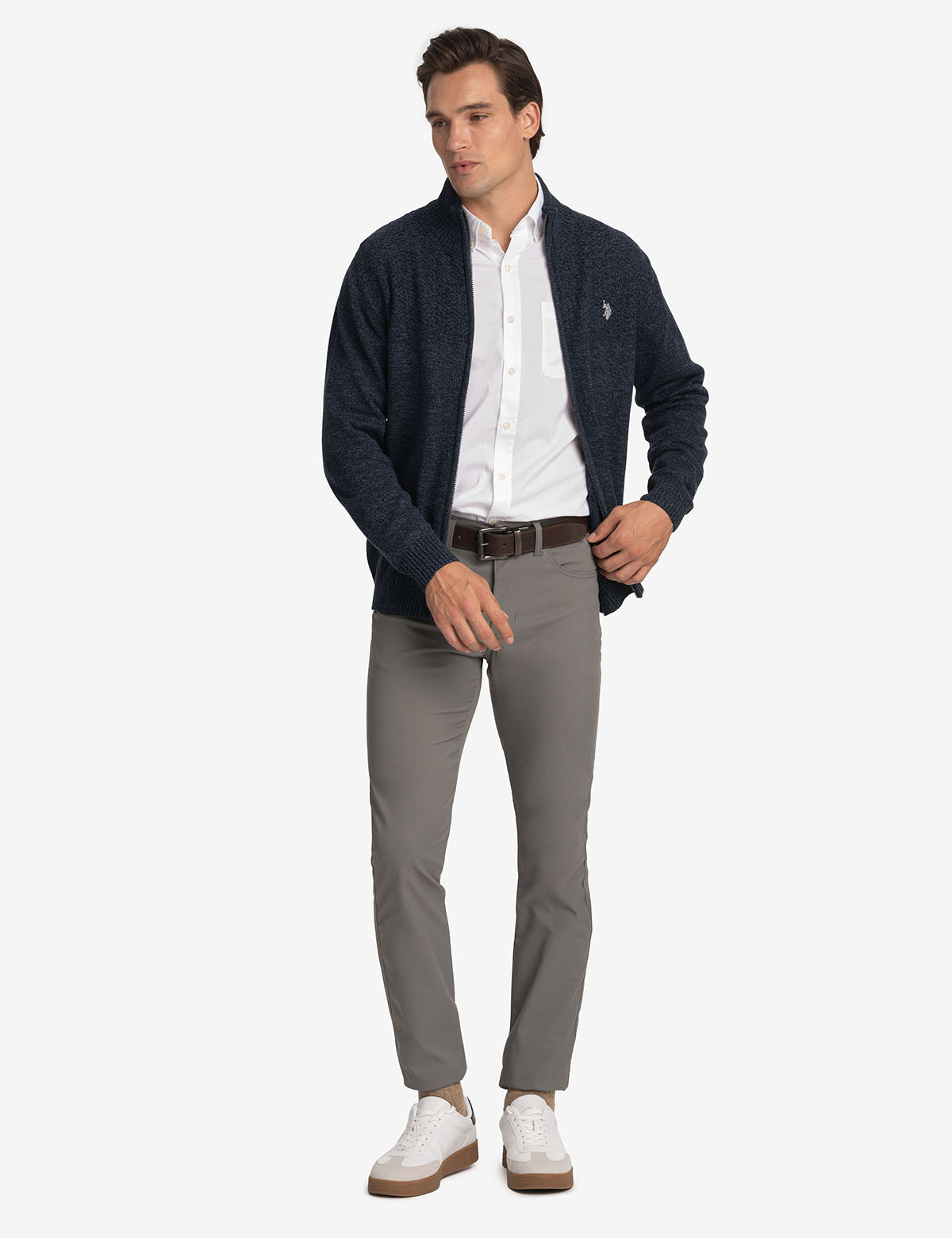 Soft Cotton Marl Full Zip Sweater | Casual Comfort Wear