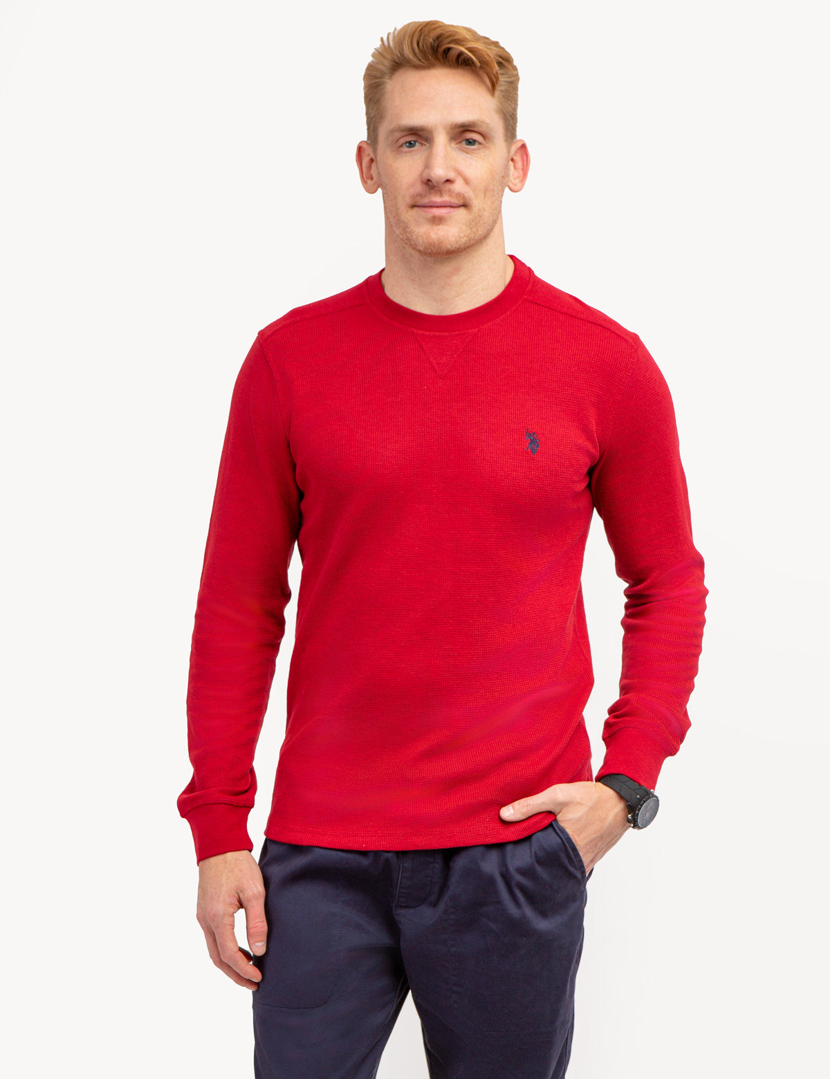 Men's Solid Thermal Crew Neck Shirt | Warm Winter Base Layer