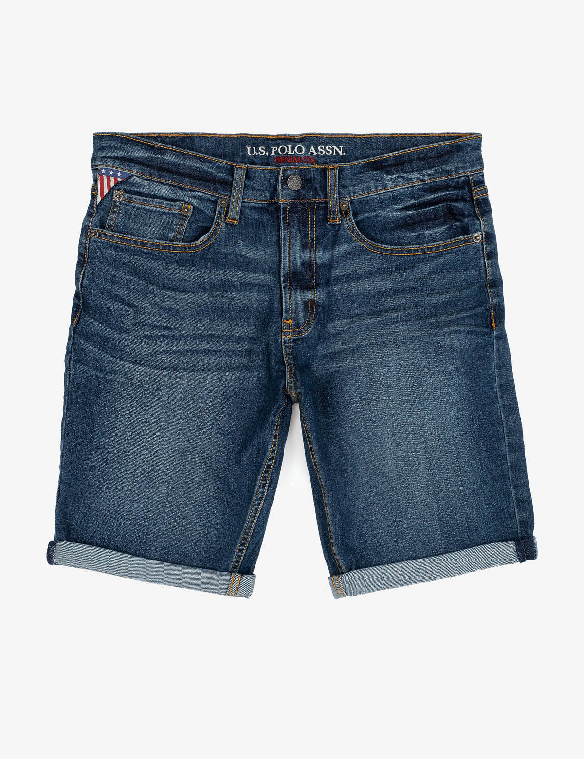 Classic Denim Shorts with Button Closure & Roll-Up Hem | Casual Style