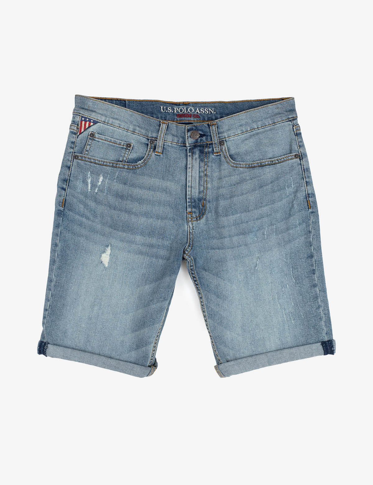 Classic Denim Shorts with Button Closure & Roll-Up Hem | Casual Style