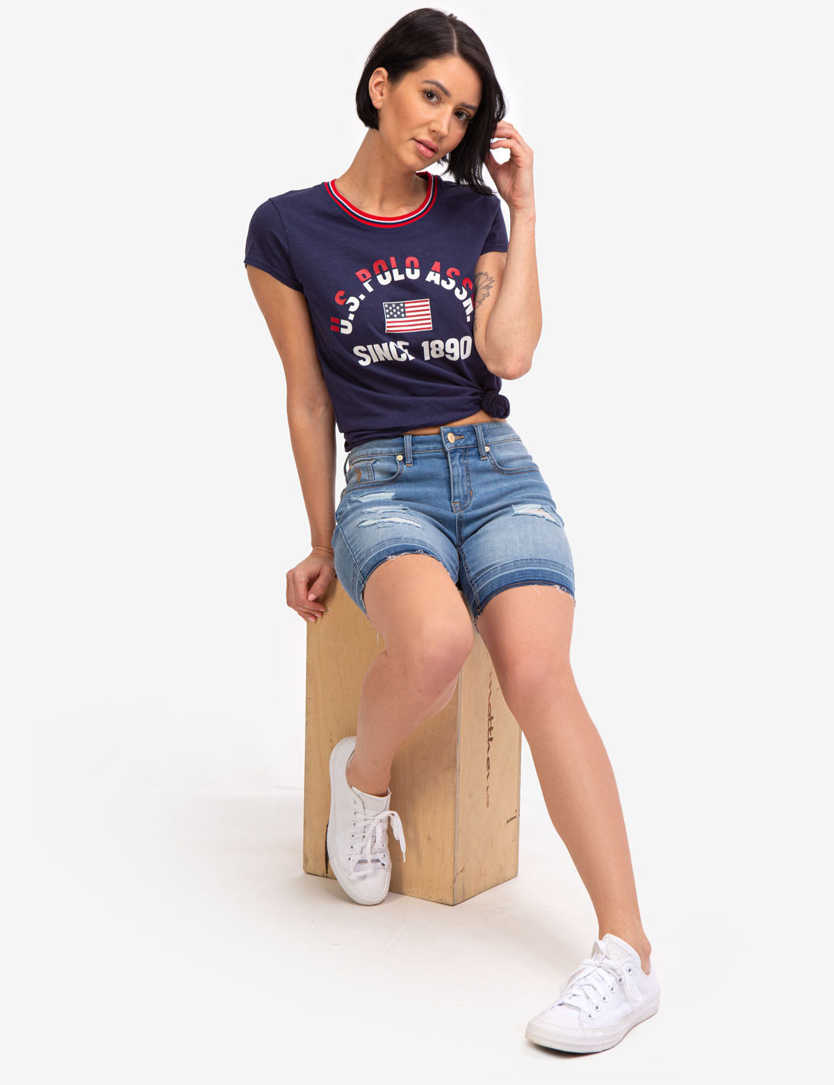 Distressed Bermuda Shorts with Frayed Hems & Pockets | Casual Style