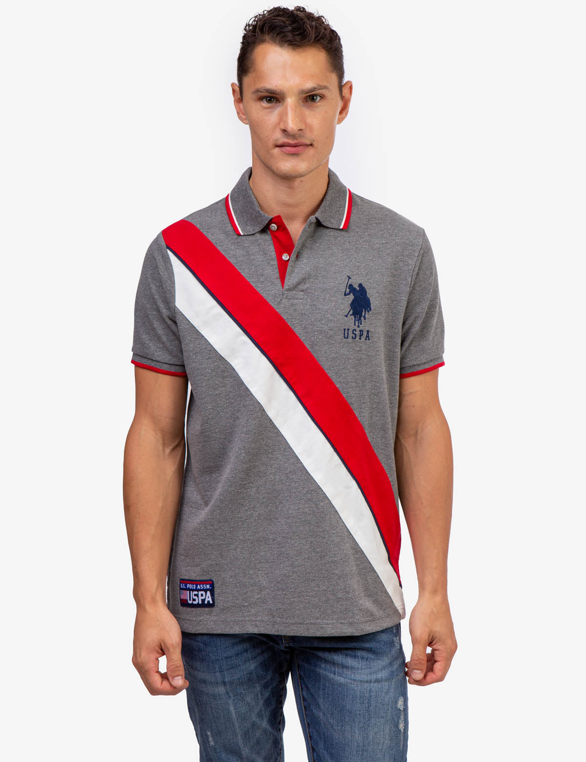 Colorblock Pique Polo Shirt with Embroidered Logo | USPA