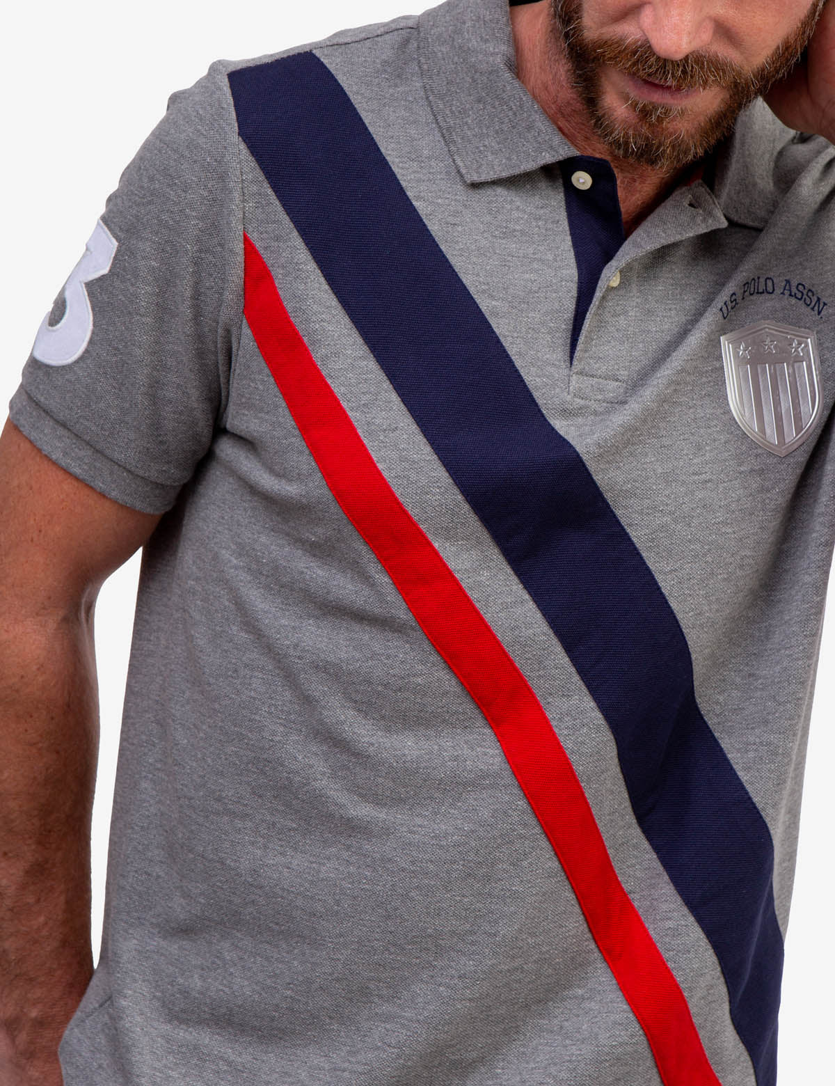 Diagonal Stripe Polo Shirt with Collar & Rib Cuffs | U.S. Polo Assn.