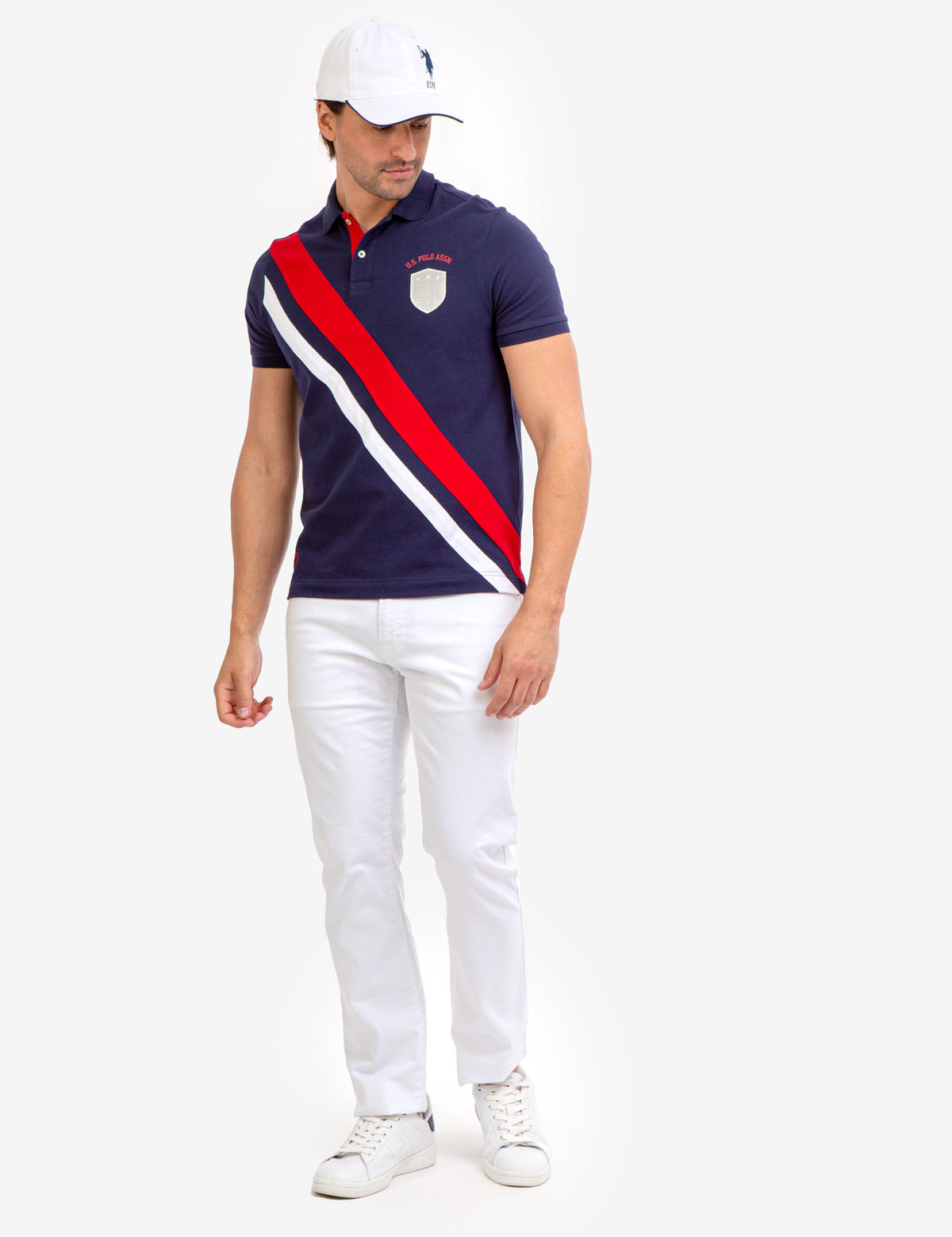 Diagonal Stripe Pique Polo Shirt for Men | Casual & Stylish