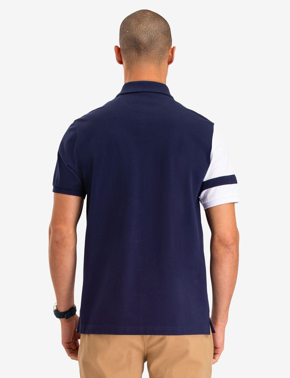 Diagonal Stripe Polo Shirt with Embroidered Logo & Ribbed Cuffs