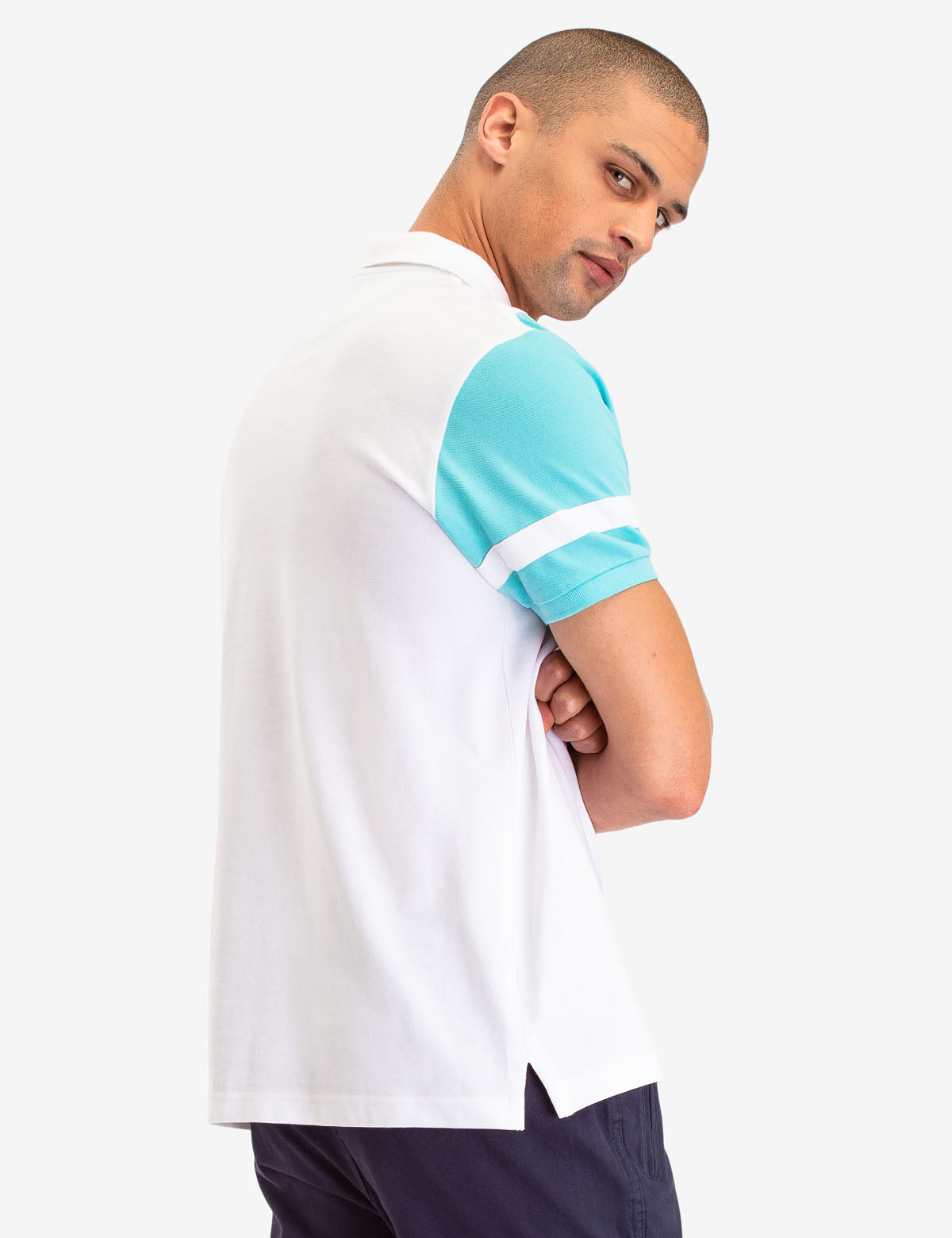 Diagonal Stripe Polo Shirt with Embroidered Logo & Ribbed Cuffs