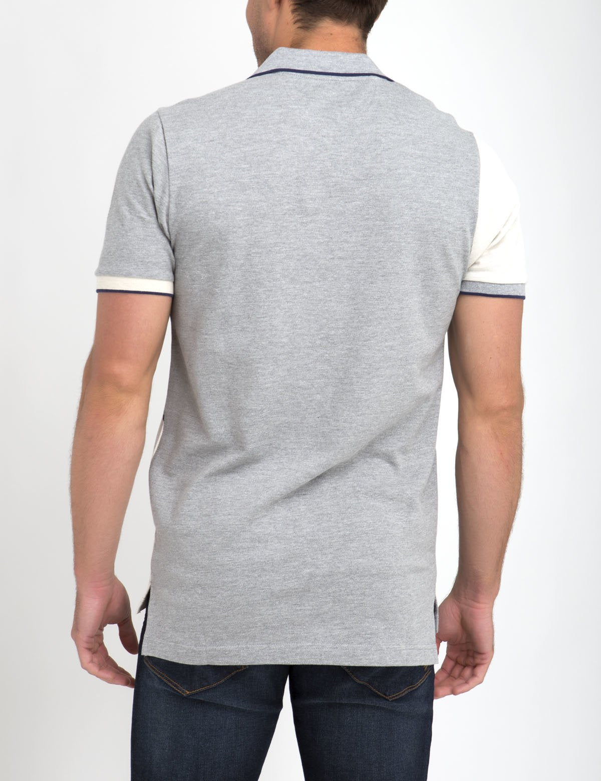Diagonal Striped Polo Shirt with Rib Collar & Button Placket
