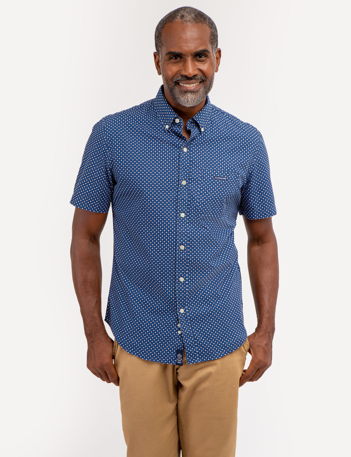 Diamond Print Short Sleeve Shirt for Men | Slim Fit Cotton