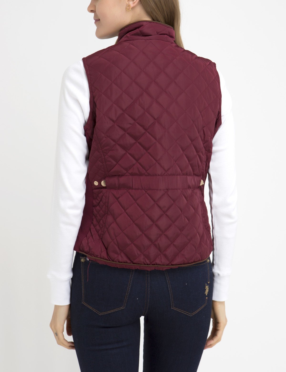 Diamond Quilted Knit Vest with Zip & Side Pockets | Sleeveless