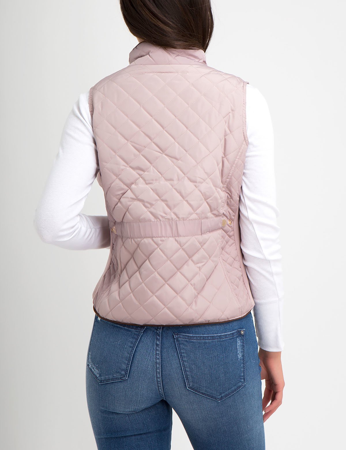 Diamond Quilted Knit Vest with Zip & Side Pockets | Sleeveless