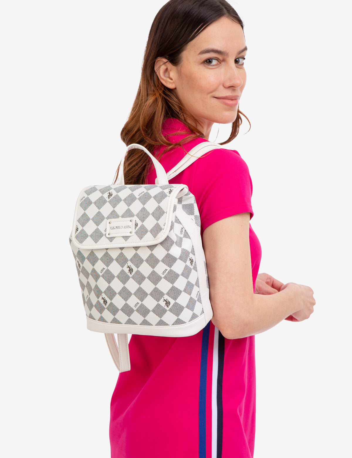 PU Diamond Pattern Backpack with USPA Logo | DIAMOND SIGNATURE