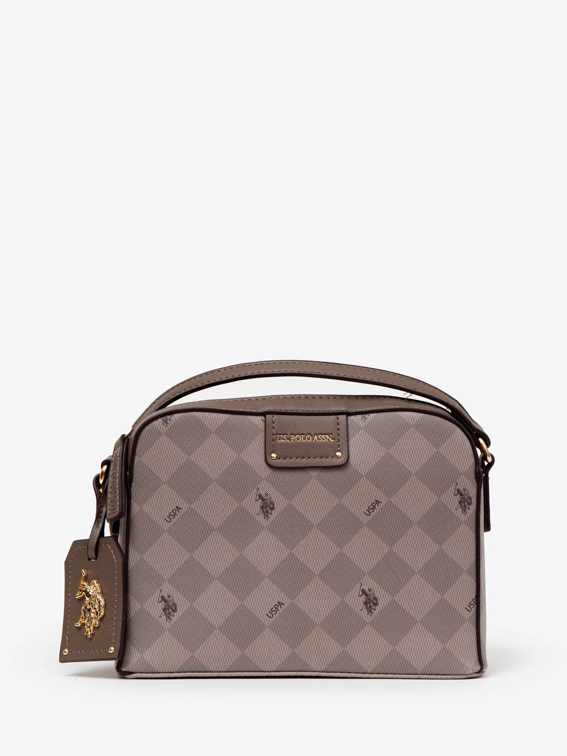 USPA Diamond Crossbody Bag with Adjustable Strap & Zip Pockets | PU Leather