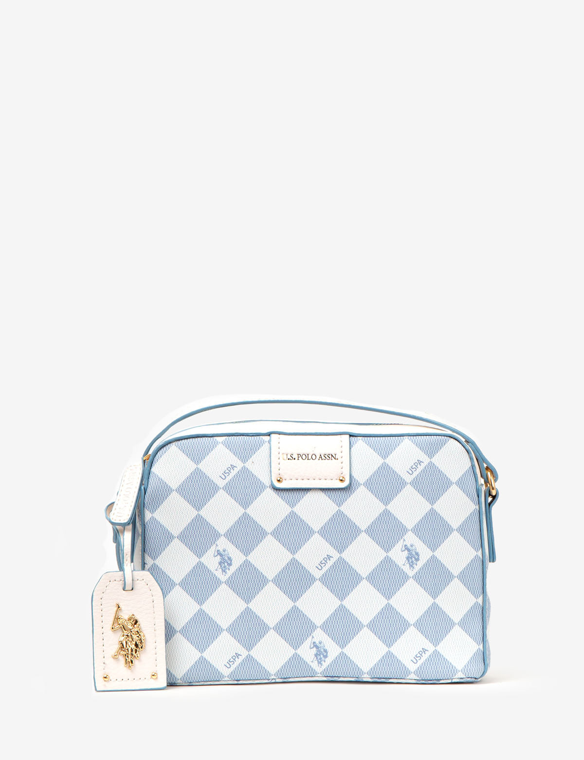 USPA Diamond Crossbody Bag with Adjustable Strap & Zip Pockets | PU Leather